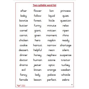Book of Word Lists For Reading & Spelling Practice